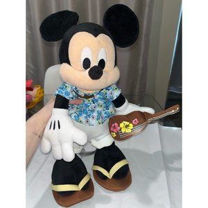 Disney Store Hawaii Mickey Mouse With Ukulele 14” Hawaiian Plush